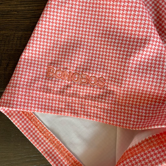 BONOBOS Limited Edition Orange White Houndstooth Performance Golf Polo LARGE - Picture 6 of 14